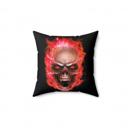 Flaming Demon Skull Red Spun Polyester Square Pillow gift