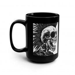 The Living Dead Skull With Mohawk Screaming Black Mug 15oz