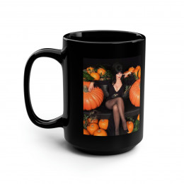 Elvira Pumpkin Patch Halloween Black Mug 15oz