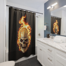 Fire Skull ﻿on Black Shower Curtains