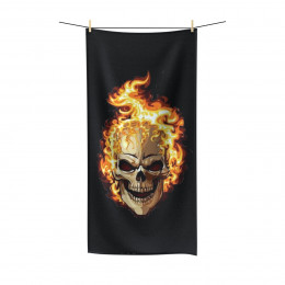 Fire Skull on Black Polycotton Towel