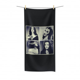 Gothic Scream Queens Of The Silver Screenl on Black Polycotton Towel