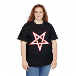 STAR inverted Red trimmed White Pentacle Unisex Heavy Cotton Tee