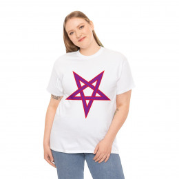 STAR inverted Red trimmed Purple Pentacle on  Unisex Heavy Cotton Tee