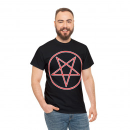 STAR inverted White and  Red Pentagram upside down  Unisex Heavy Cotton Tee
