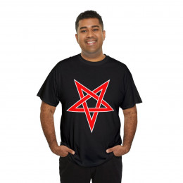 STAR inverted White trimmed Red Pentacle  Unisex Heavy Cotton Tee