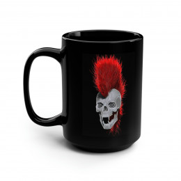 The Living Dead Skull With Red Mohawk 2 Black Mug 15oz
