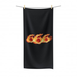 Flaming 666 on Black Polycotton Towel