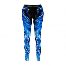 Charisma Blue Burst Flames Design Number 1 Women's Cut & Sew Casual Leggings (AOP)