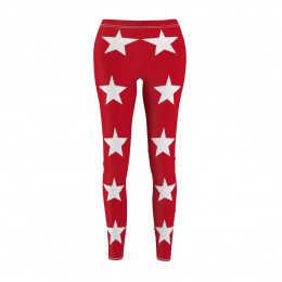 White Starl Design Number 1 on Red Design Number 5 Women's Cut & Sew Casual Leggings (AOP)